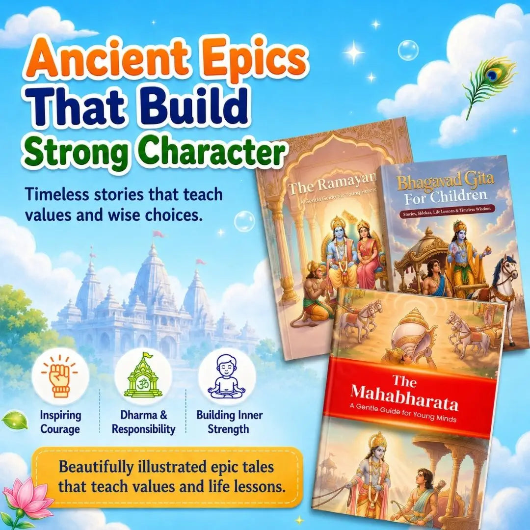 Ramayan, Mahabharat & Bhagavad Gita for Kids (Ages 4–12) | Illustrated Bedtime Stories with Values