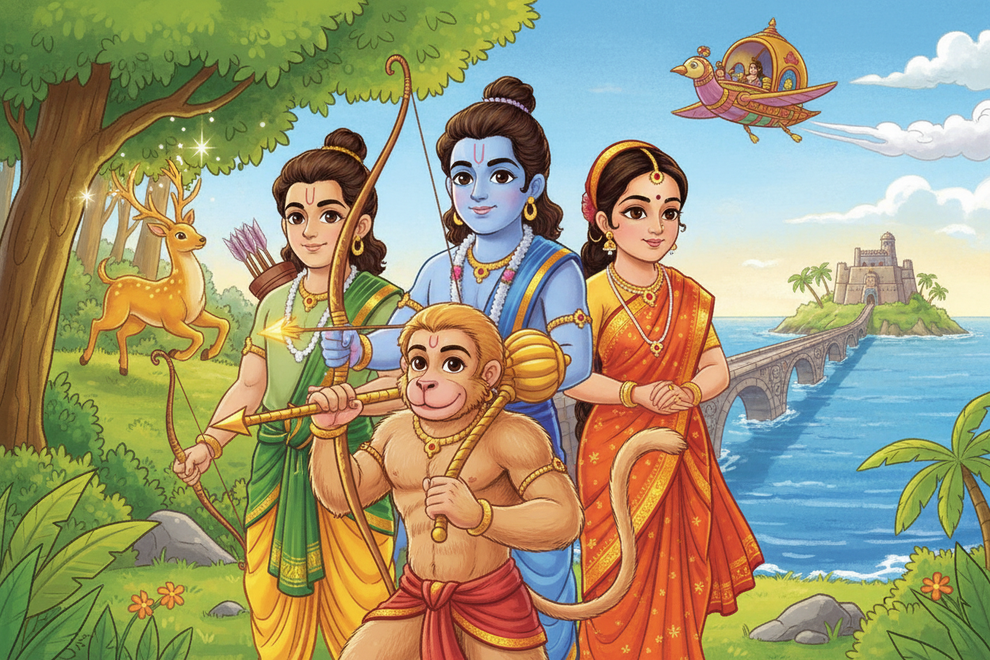 Ramayan Story Book for Kids Handbook | Padded Illustrated Mythology fo ...